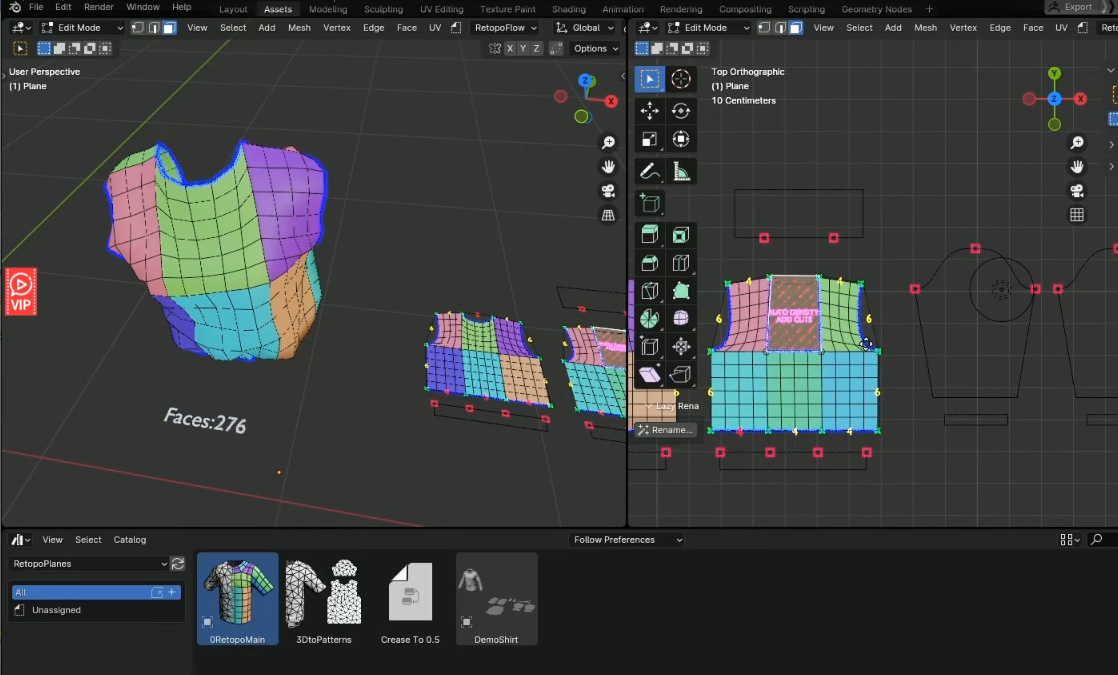 RETOPO PLANES – 基于UV的衣服重新拓扑